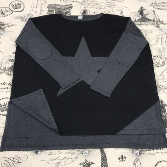 Go Couture Printed Elbow Patch High/Low Sweater - Picture 3 of 5